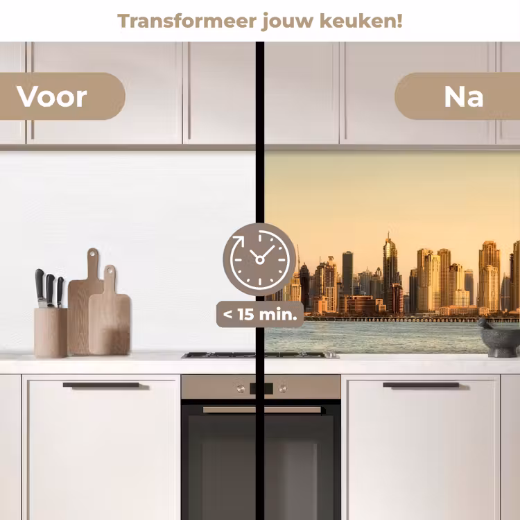 Skyline - Kanaal - Wolkenkrabbers keuken achterwand 2 middel -voor-na2_NL