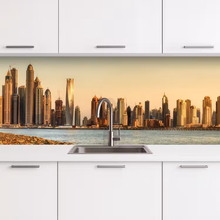 Skyline - Kanaal - Wolkenkrabbers keuken achterwand 2 middel -3d