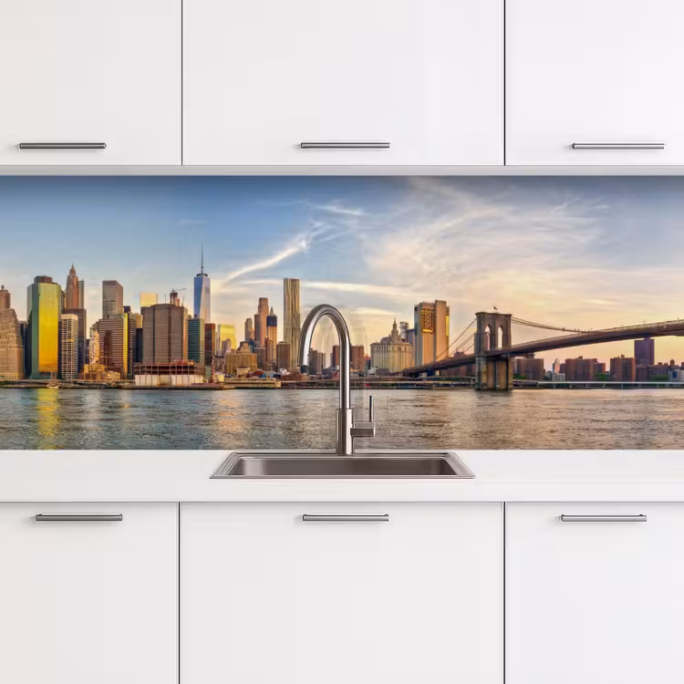 Skyline - New York - Brug - Wolkenkrabbers keuken achterwand 2 middel -3d