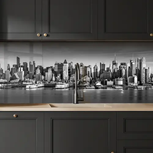 Skyline - Stad - Wolkenkrabbers - Zwart - Wit keuken achterwand 2 middel -sfeer1