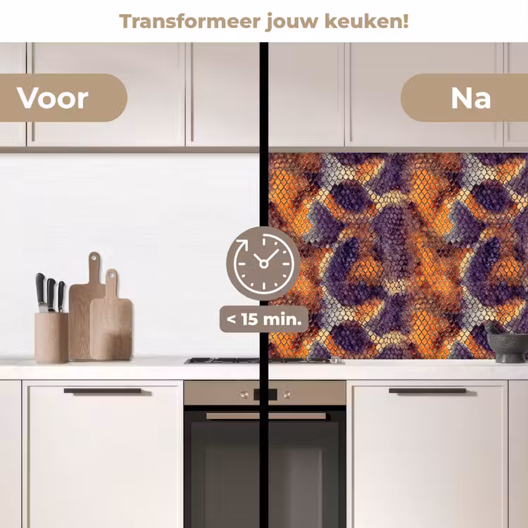 Slang - Schubben - Kleurrijk keuken achterwand 2 middel 871 -voor-na2_NL