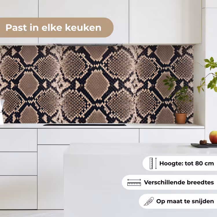 Slangenprint - Python - Bruin keuken achterwand 2 middel -sfeer4_NL