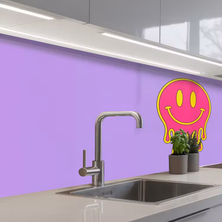 Smiley - Drip - Neon keuken achterwand 2 middel -3d_schuin