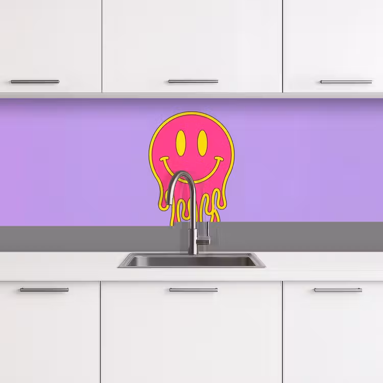 Smiley - Drip - Neon keuken achterwand 2 middel -3d