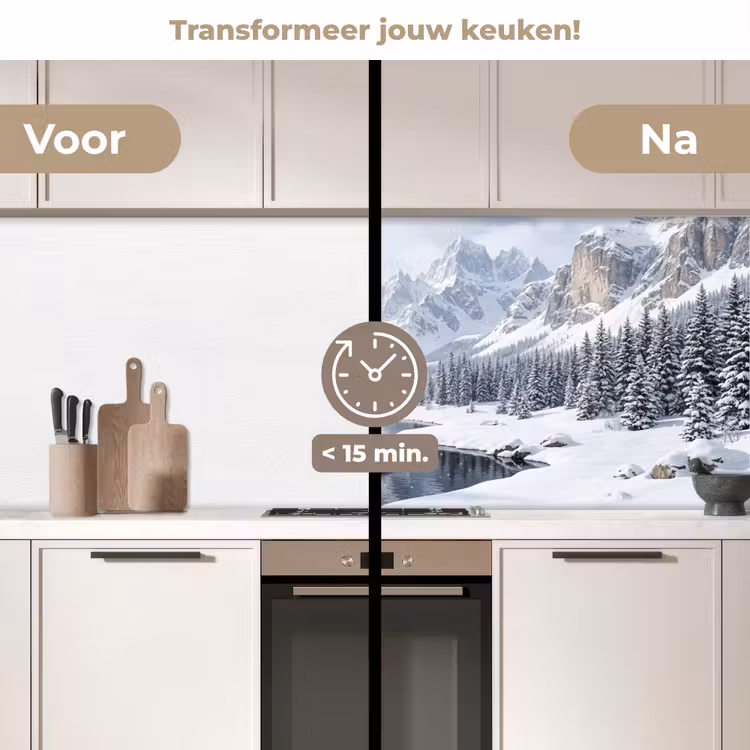 Sneeuwlandschap - Bergen - Rivier - Winter keuken achterwand 2 middel -voor-na2_NL