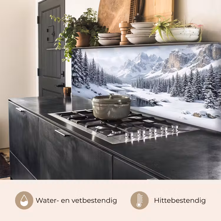 Sneeuwlandschap - Bergen - Rivier - Winter keuken achterwand 2 middel -usp_NL