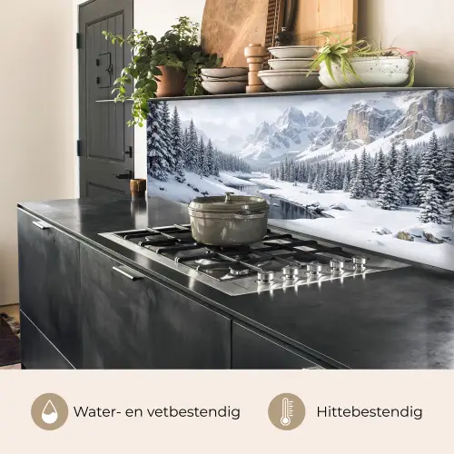 Sneeuwlandschap - Bergen - Rivier - Winter keuken achterwand 2 middel -usp_NL
