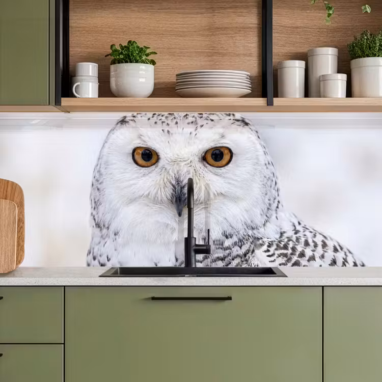 Sneeuwuil - Oog - Wildlife - Wit keuken achterwand 2 middel -sfeer3
