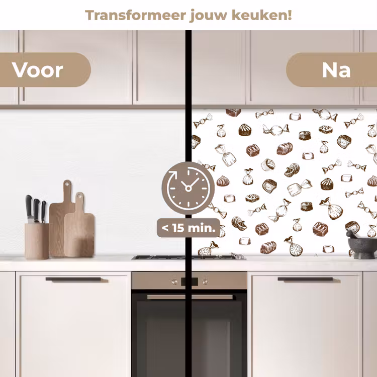 Snoep - Vintage - Chocolade - Design keuken achterwand 2 middel 871 -voor-na2_NL