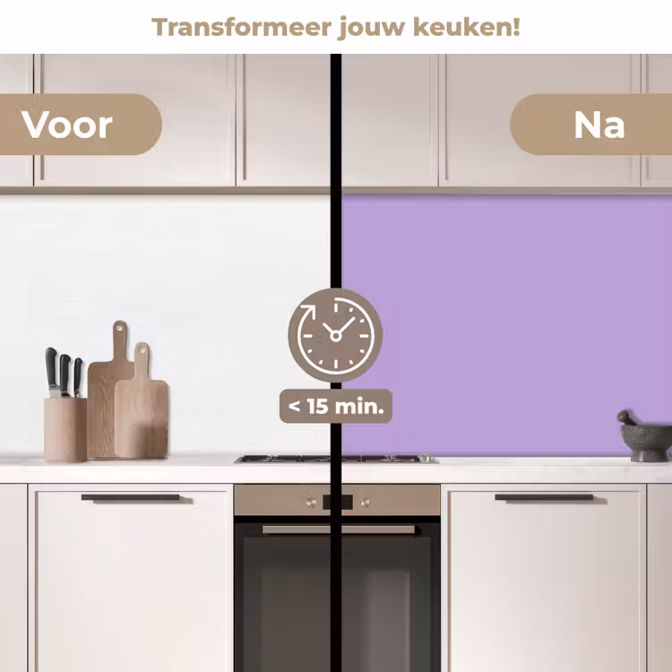 Soft - Lavender - Paars keuken achterwand 2 middel 871 -voor-na2_NL