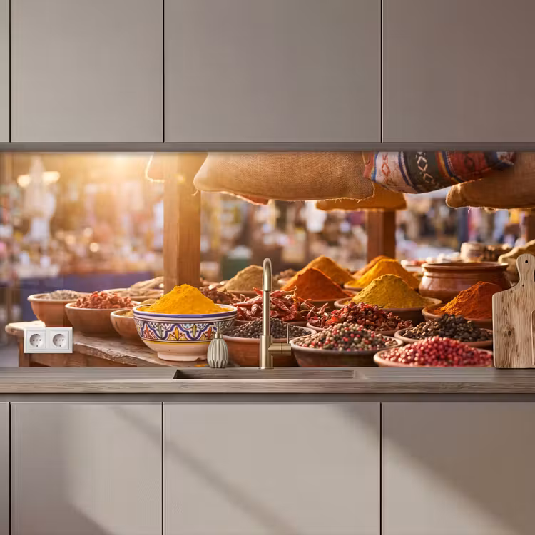 Keuken achterwand - Specerijen - Markt - Kleurrijk - Specerijen - Markt - Kleurrijk keuken achterwand 2 middel zz_3dshopping