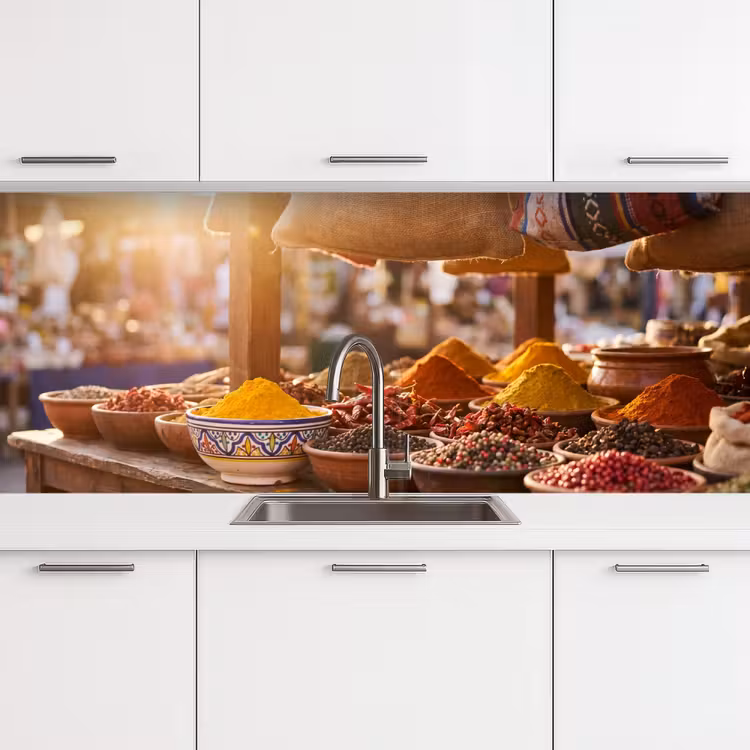 Keuken achterwand - Specerijen - Markt - Kleurrijk - Specerijen - Markt - Kleurrijk keuken achterwand 2 middel