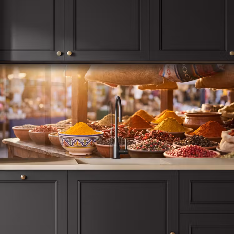 Keuken achterwand - Specerijen - Markt - Kleurrijk - Specerijen - Markt - Kleurrijk keuken achterwand 2 middel