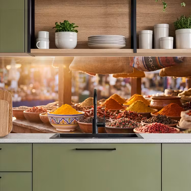 Keuken achterwand - Specerijen - Markt - Kleurrijk - Specerijen - Markt - Kleurrijk keuken achterwand 2 middel