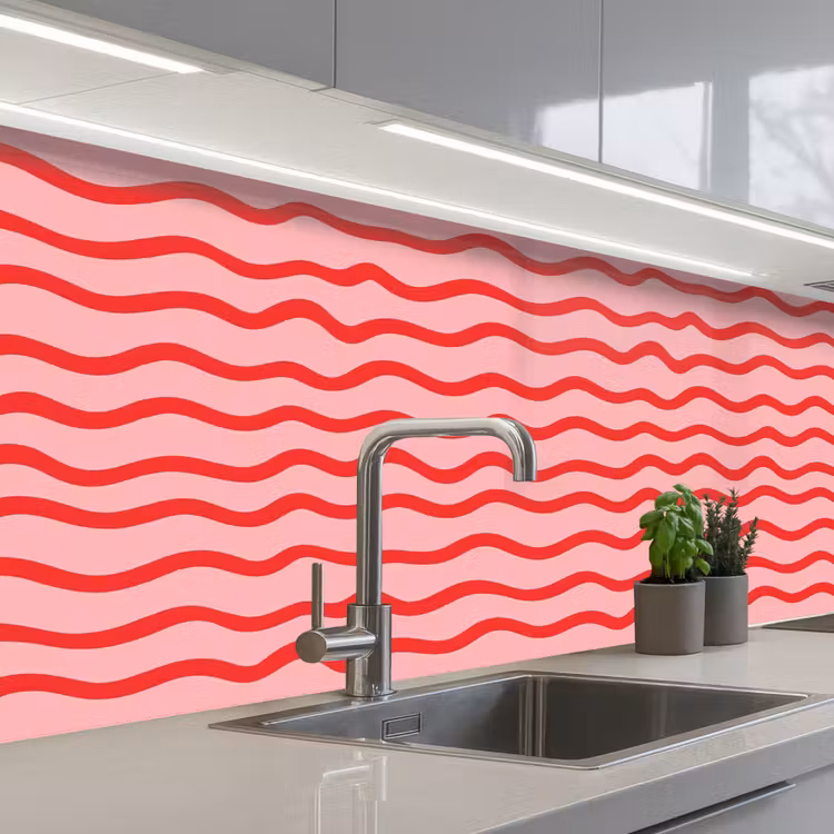 Speels - Patroon - Rood keuken achterwand 2 middel 871 -3d_schuin