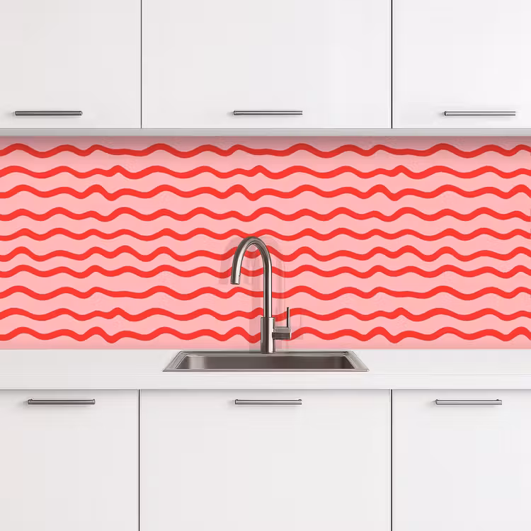 Speels - Patroon - Rood keuken achterwand 2 middel 871 -3d