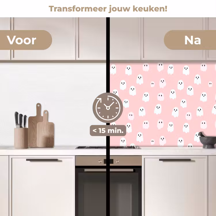 Spookjes - Patroon - Roze keuken achterwand 2 middel 871 -voor-na2_NL