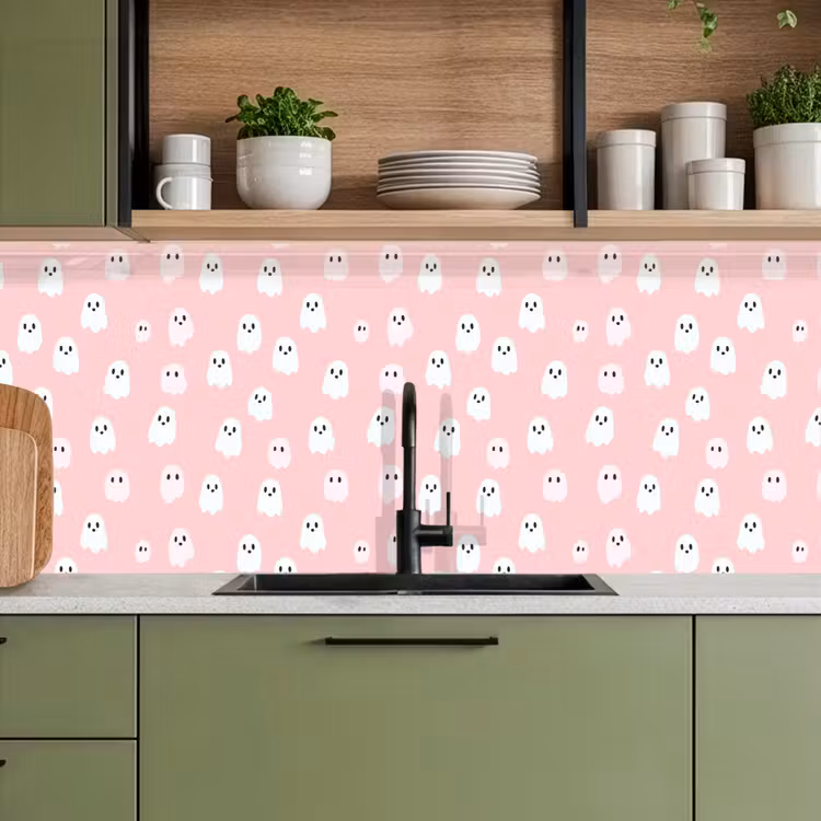 Spookjes - Patroon - Roze keuken achterwand 2 middel 871 -sfeer3