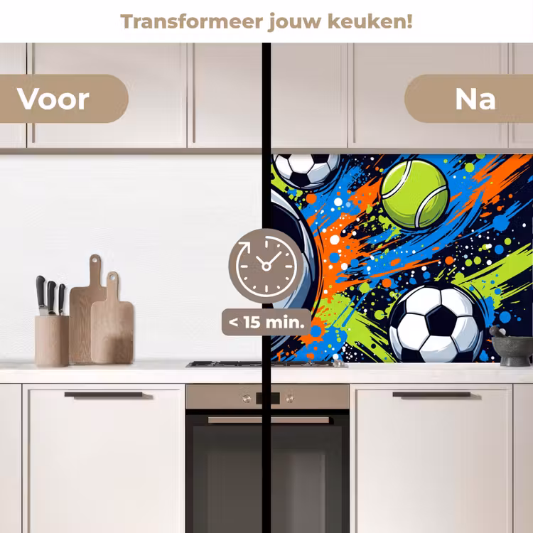Sport - Ballen - Kleurrijk keuken achterwand 2 middel -voor-na2_NL