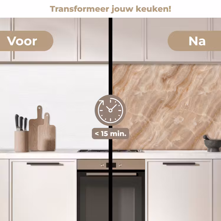 Steen - Ader - Natuur - Modern - Beige keuken achterwand 2 middel -voor-na2_NL