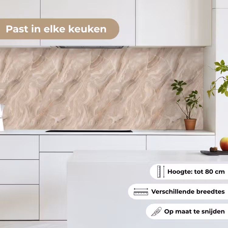 Steen - Golvend - Abstract - Beige keuken achterwand 2 middel -sfeer4_NL