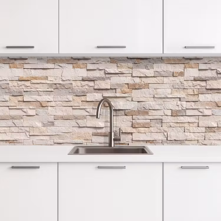 Steen - Muur - Textuur - Rustiek - Beige keuken achterwand 2 middel -3d