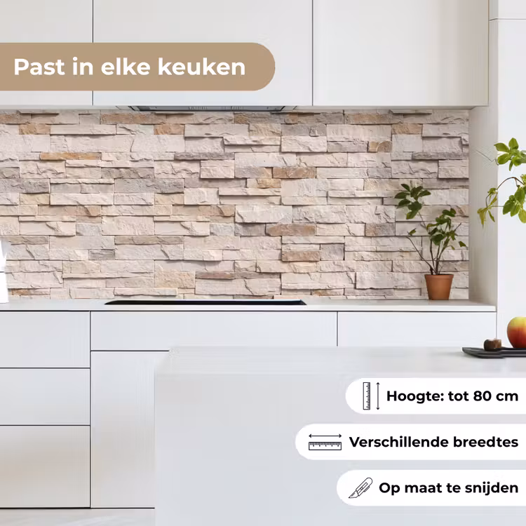 Steen - Muur - Textuur - Rustiek - Beige keuken achterwand 2 middel -sfeer4_NL