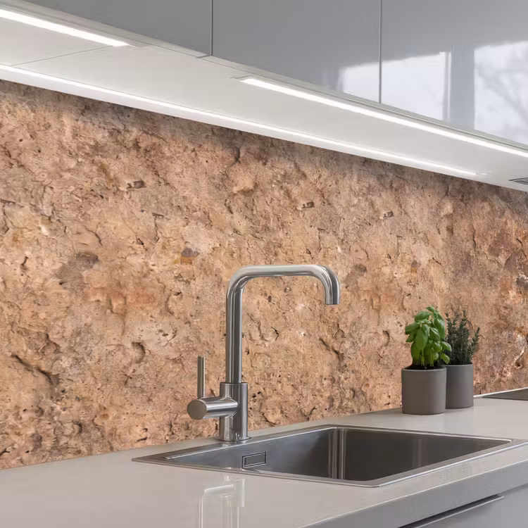 Steen - Natuur - Textuur - Abstract - Bruin keuken achterwand 2 middel -3d_schuin
