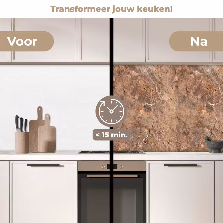 Steen - Natuur - Textuur - Abstract - Bruin keuken achterwand 2 middel -voor-na2_NL