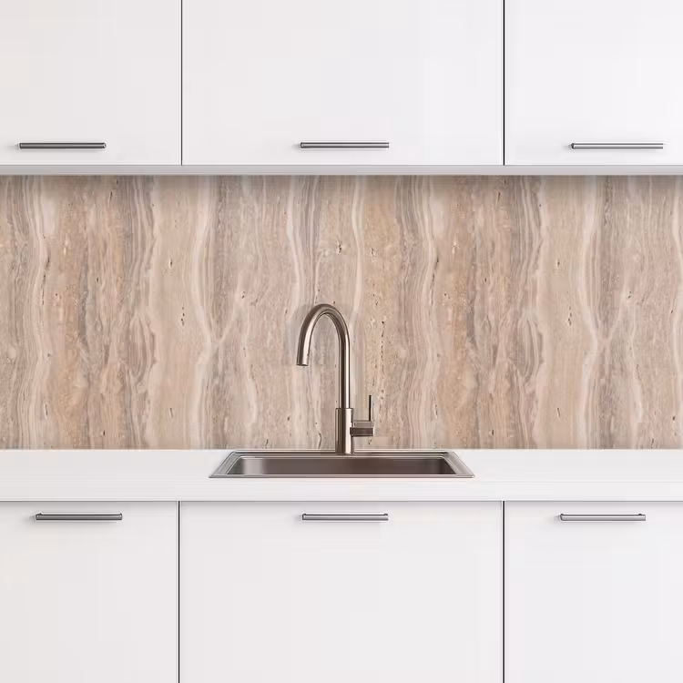 Steen - Patroon - Textuur - Natuurlijk - Beige keuken achterwand 2 middel -3d