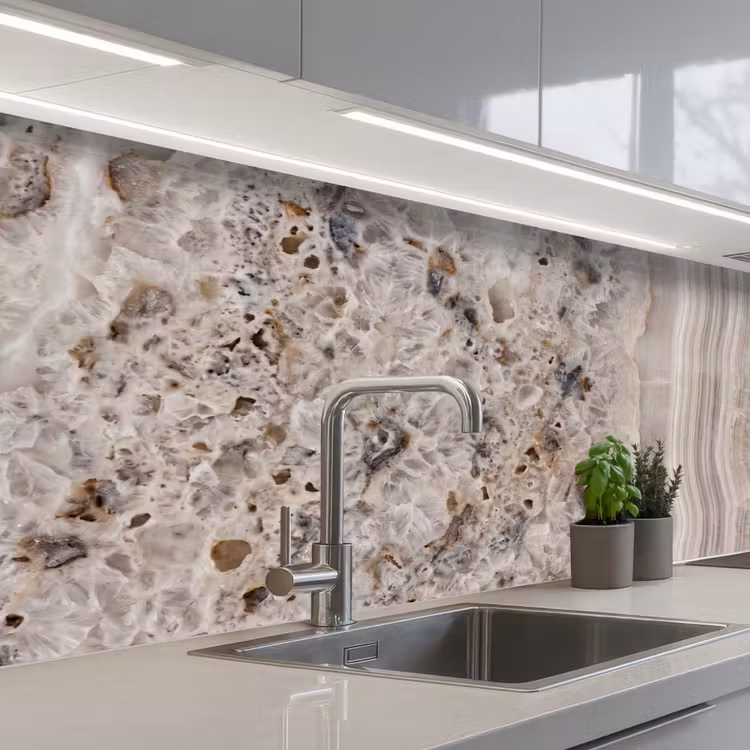 Steen - Textuur - Abstract - Beige - Wit keuken achterwand 2 middel -3d_schuin