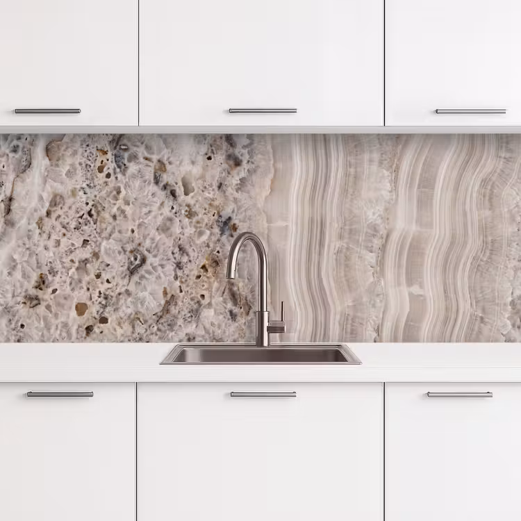 Steen - Textuur - Abstract - Beige - Wit keuken achterwand 2 middel -3d