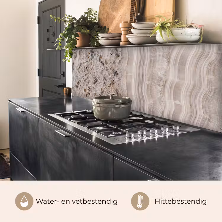 Steen - Textuur - Abstract - Beige - Wit keuken achterwand 2 middel -usp_NL