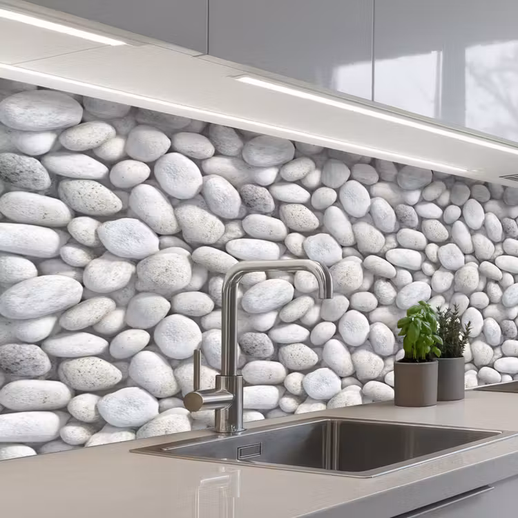 Steentjes - Grijs - Ovaal keuken achterwand 2 middel 871 -3d_schuin
