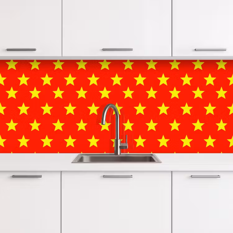 Ster - Patroon - Geel keuken achterwand 2 middel 871 -3d