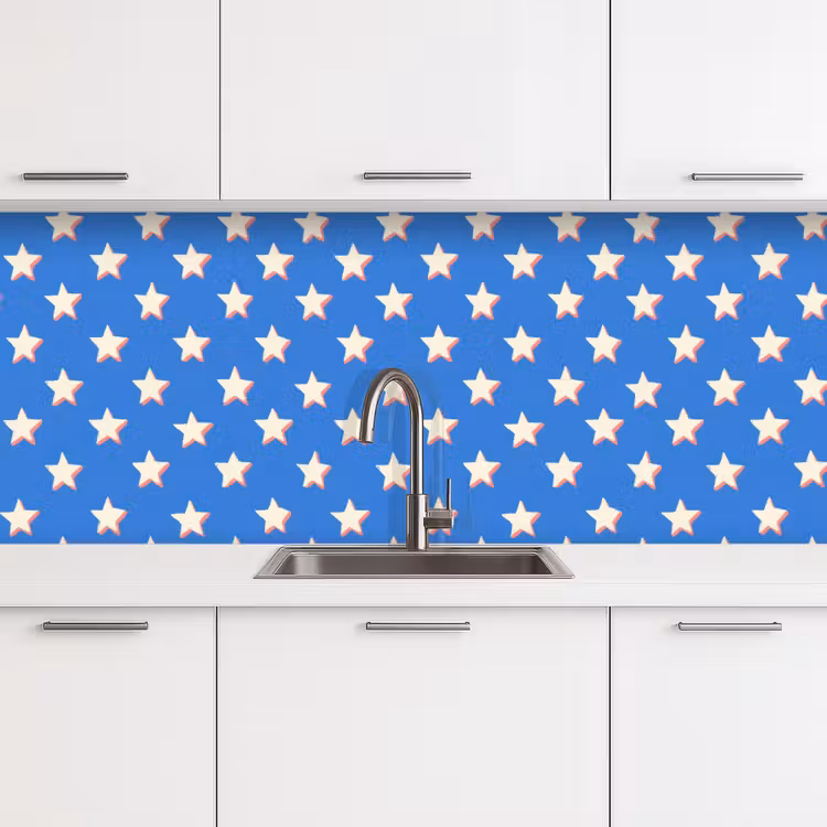 Sterren - Patroon - Blauw keuken achterwand 2 middel 871 -3d