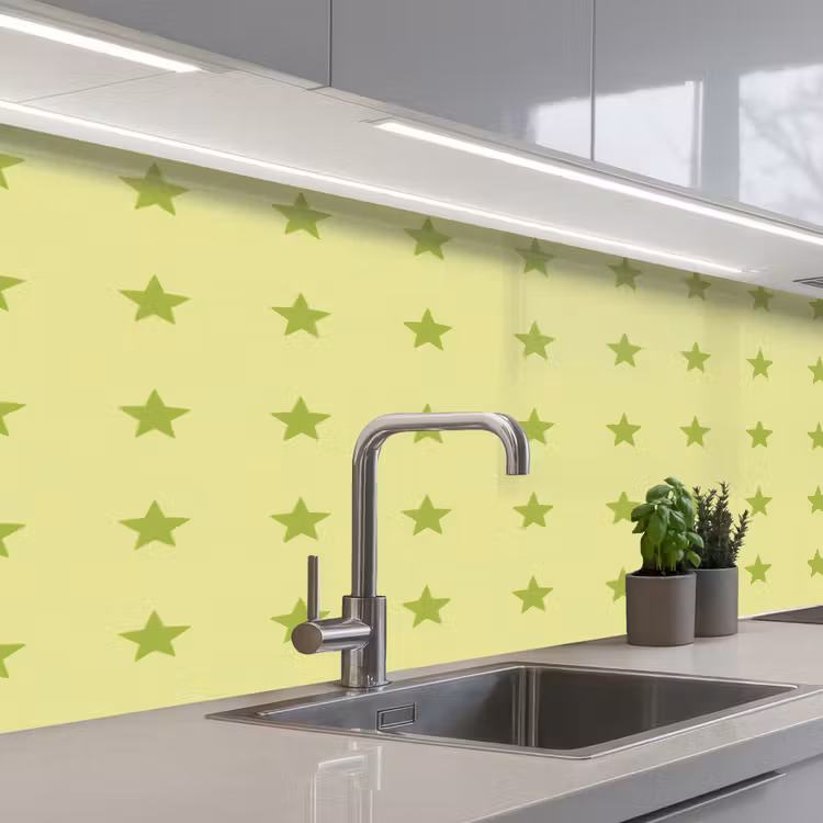 Sterren - Patroon - Groen keuken achterwand 2 middel 871 -3d_schuin