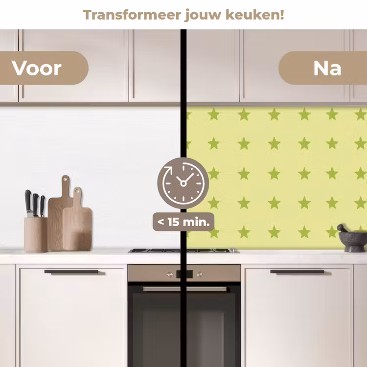 Sterren - Patroon - Groen keuken achterwand 2 middel 871 -voor-na2_NL