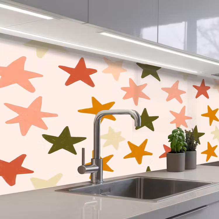 Sterren - Patroon - Kleurrijk keuken achterwand 2 middel 871 -3d_schuin