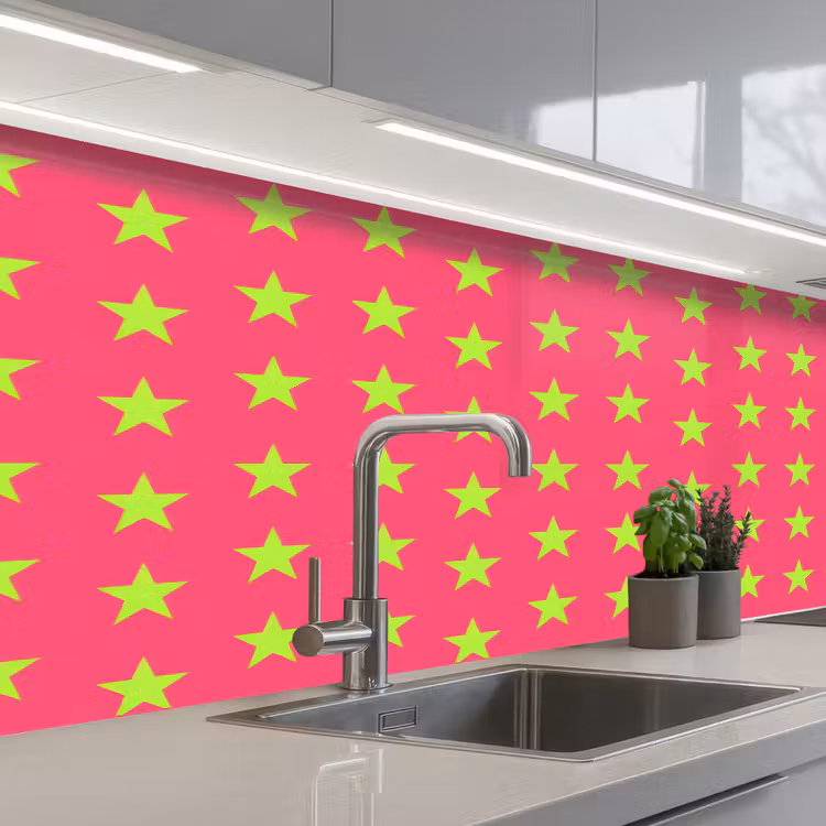 Sterren - Patroon - Roze keuken achterwand 2 middel 871 -3d_schuin