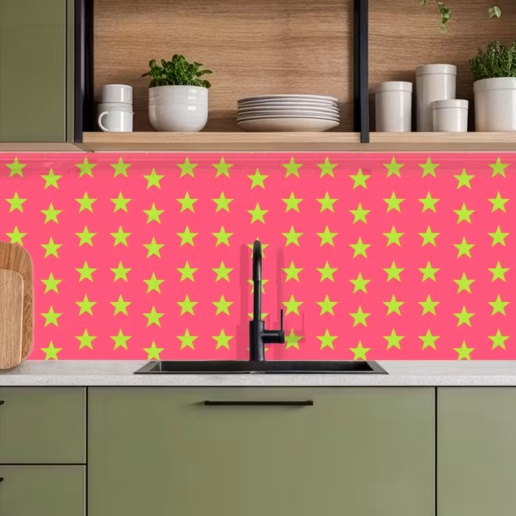 Sterren - Patroon - Roze keuken achterwand 2 middel 871 -sfeer3