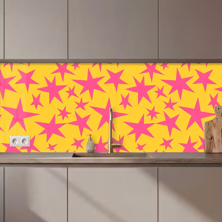 Sterren - Patroon - Roze - Geel keuken achterwand 2 middel 871 zz_3dshopping