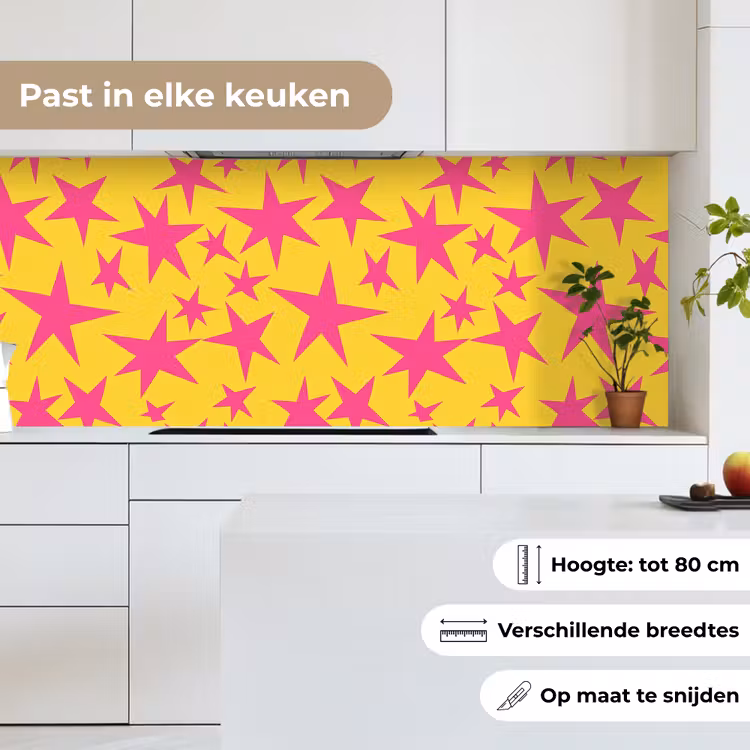 Sterren - Patroon - Roze - Geel keuken achterwand 2 middel 871 -sfeer4_NL