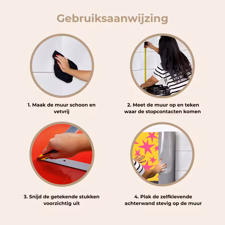Sterren - Patroon - Roze - Geel keuken achterwand 2 middel 871 -gebruiksaanwijzing_NL