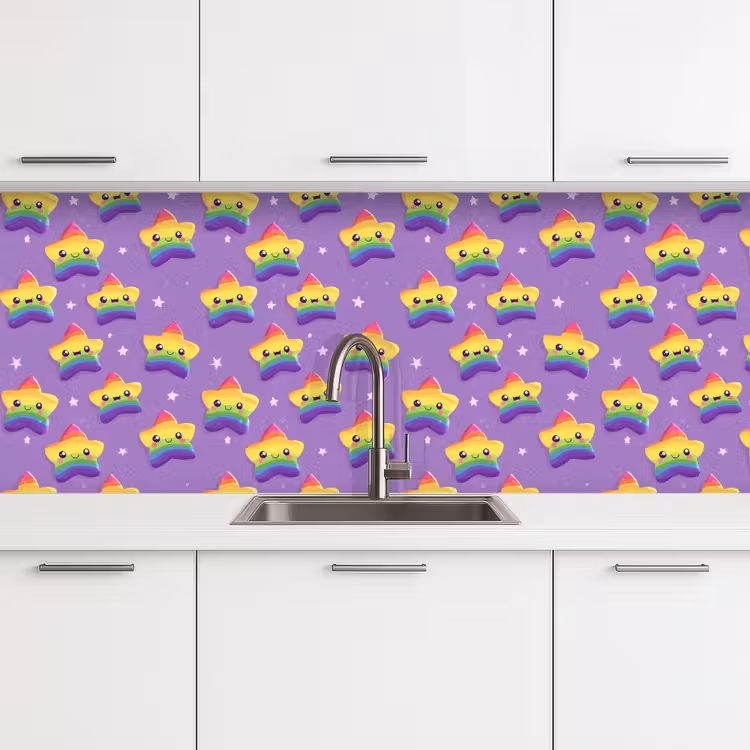 Sterren - Regenboog - Paars keuken achterwand 2 middel 871 -3d