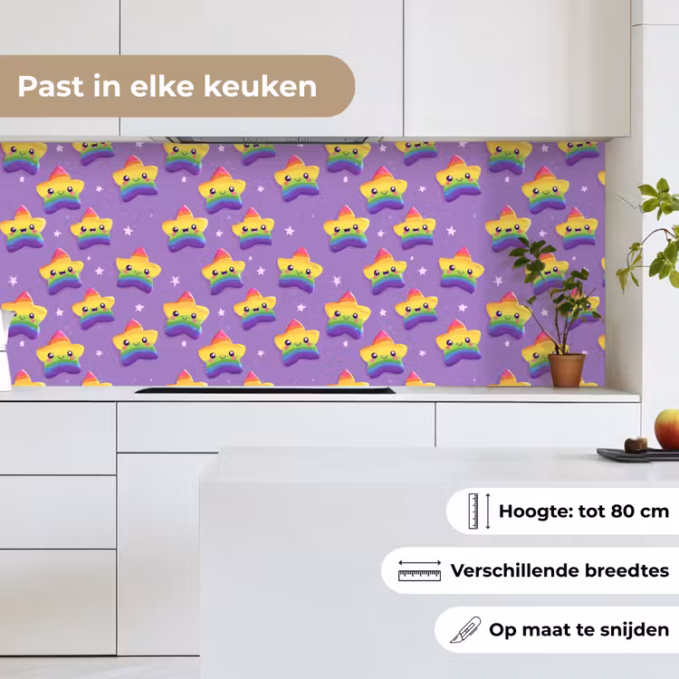 Sterren - Regenboog - Paars keuken achterwand 2 middel 871 -sfeer4_NL