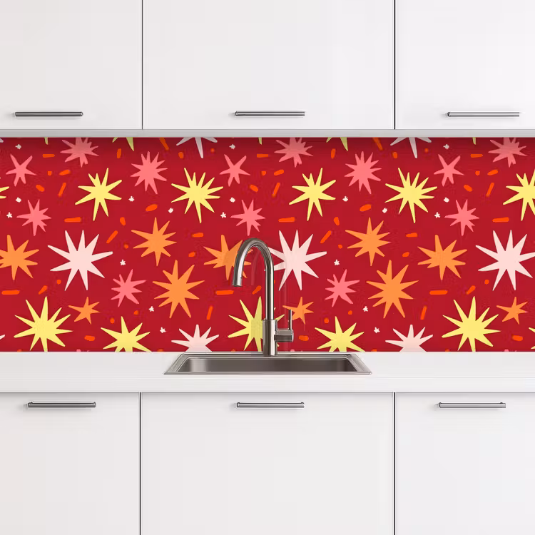 Sterren - Speels - Rood keuken achterwand 2 middel 871 -3d