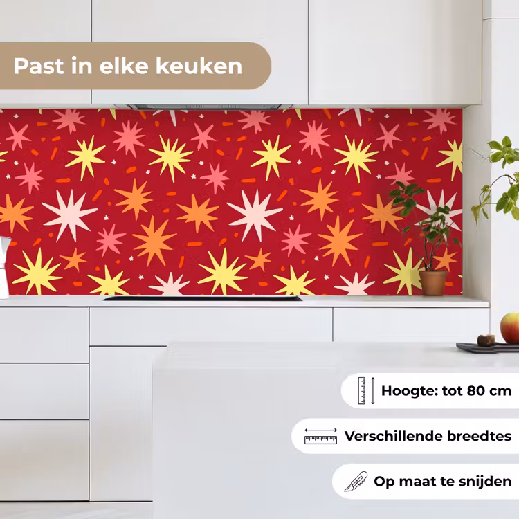 Sterren - Speels - Rood keuken achterwand 2 middel 871 -sfeer4_NL