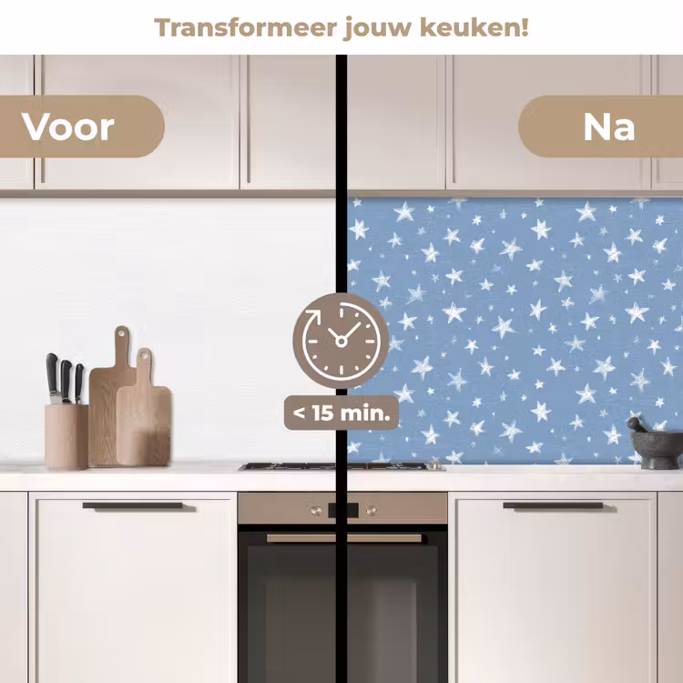 Sterretjes - Patroon - Blauw keuken achterwand 2 middel 871 -voor-na2_NL