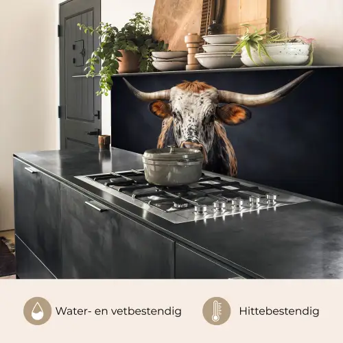 Stier - Kleurrijk - Hoorns keuken achterwand 2 middel -usp_NL